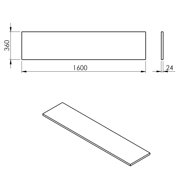 PLATO deska Rockstone 1600x24x360mm, bílá mat