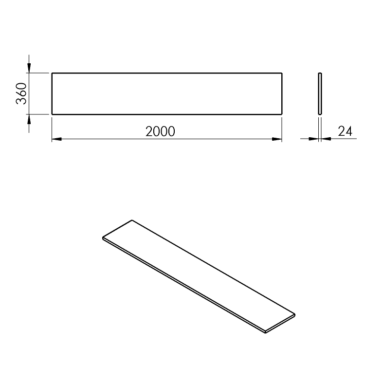 PLATO deska Rockstone 2000x24x360mm, bílá mat