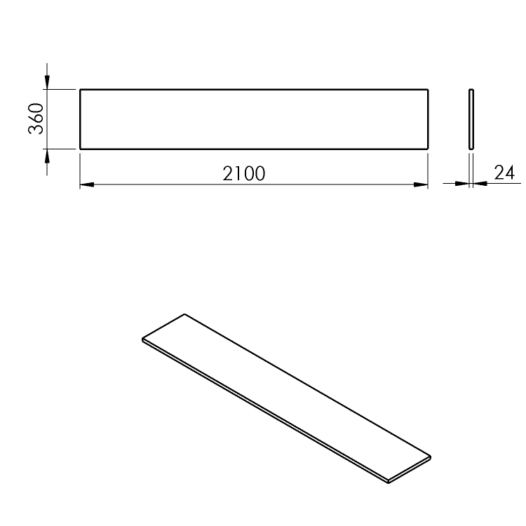 PLATO deska Rockstone 2100x24x360mm, bílá mat