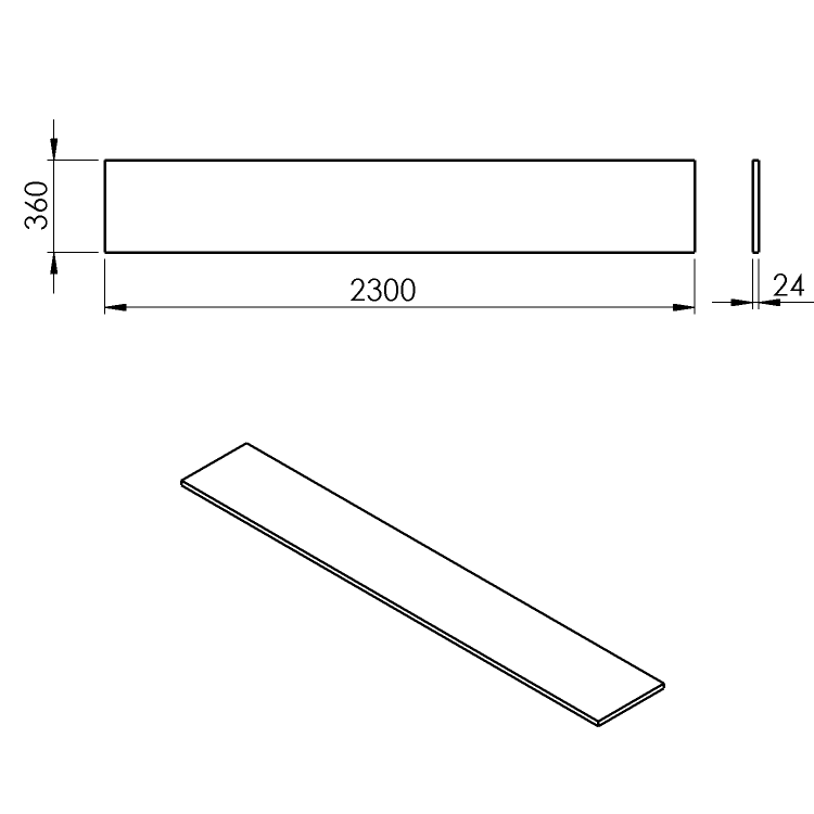 PLATO deska Rockstone 2300x24x360mm, bílá mat