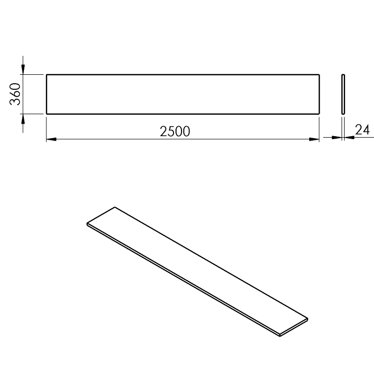 PLATO deska Rockstone 2500x24x360mm, bílá mat
