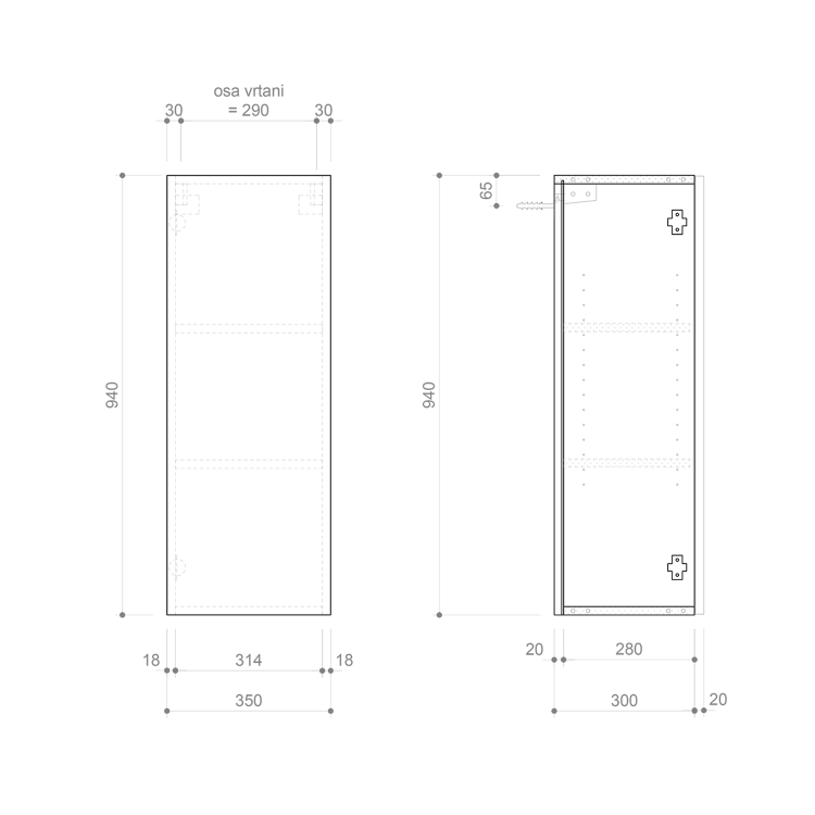 Skříňka s dvířkami 35×94×32 cm L/P dub alabama – Sapho Espace ESC530-2222
