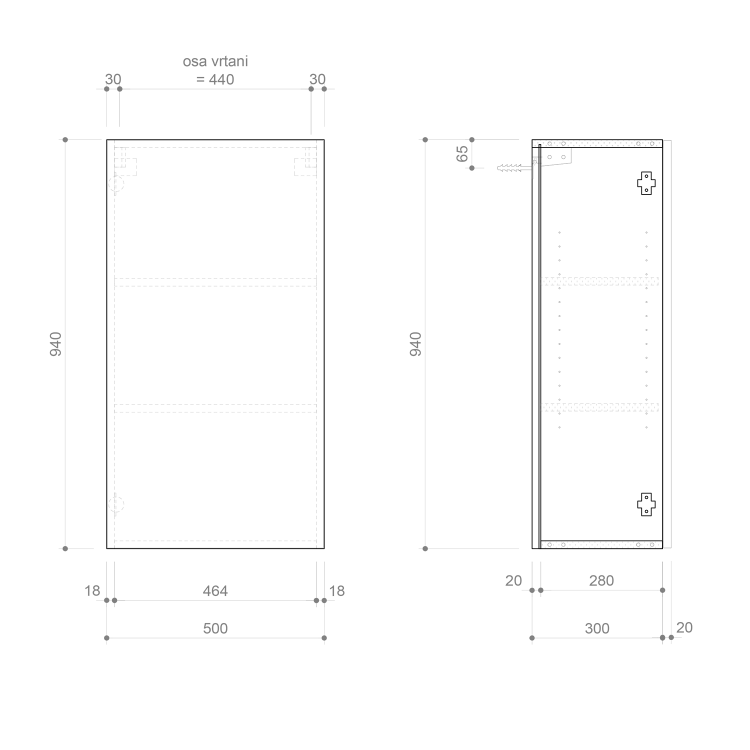 Skříňka s dvířkami 50×94×32 cm L/P dub alabama – Sapho Espace ESC850-2222