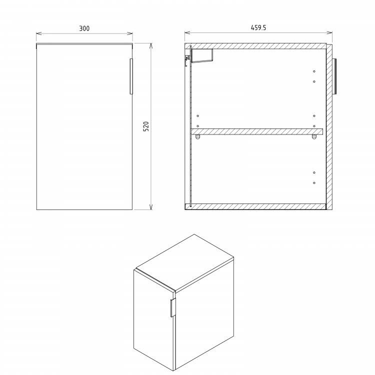 CIRASA skříňka spodní dvířková 30x52x46cm, pravá/levá, dub alabama strip