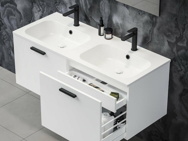 Dvojumyvadlo Chrome Slim 120, s otvory pro baterie, s přepadem