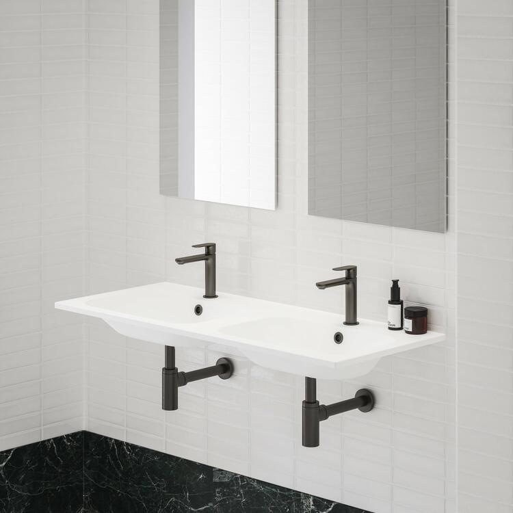 Dvojumyvadlo Chrome Slim 120, s otvory pro baterie, s přepadem