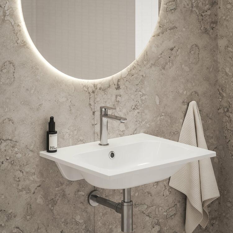 Umyvadlo Chrome Slim 70, s otvorem pro baterii, s přepadem