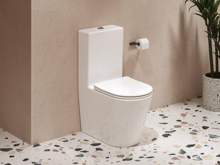 WC kombi Elegant RimOff set, vario odpad, bílá