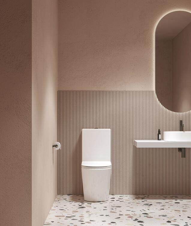 WC kombi Elegant RimOff set, vario odpad, bílá