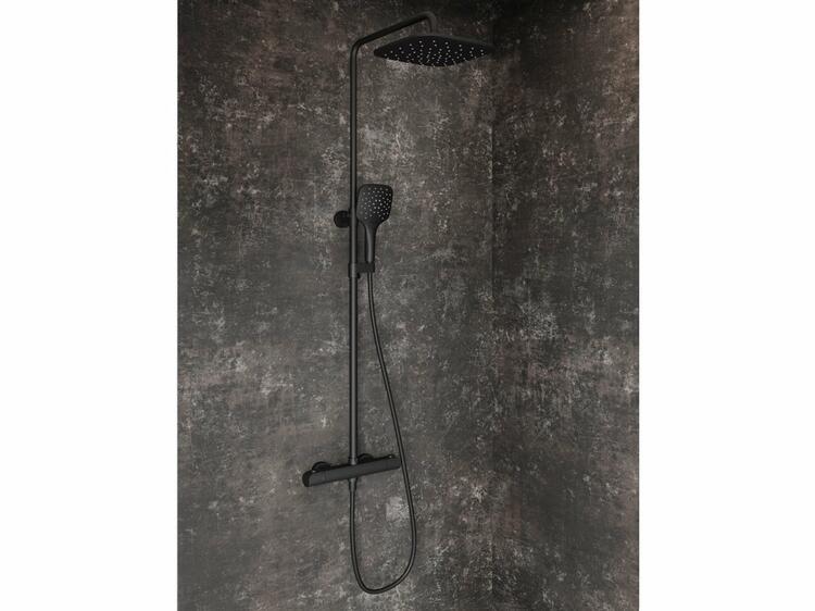 FL 091.20BLM Sprchový sloup s termostatickou baterií, posuvný, se sprchovým setem, černá matná