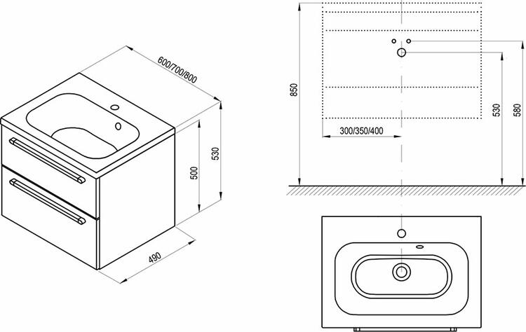 SD Chrome II 80 skříňka pod umyvadlo bílá, madla bílá