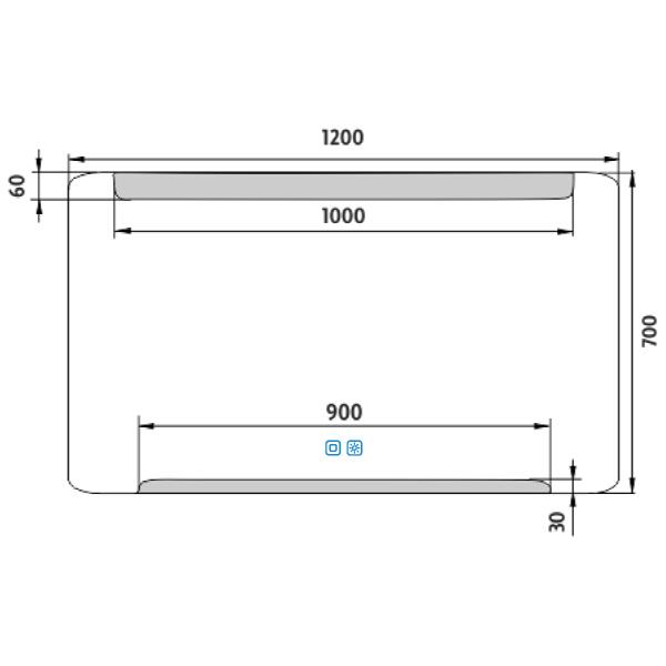 Zrcadlo s oblými rohy s led osvětlením 120×70 cm – Nimco ZP 22006VX