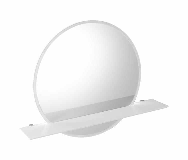 VISO kulaté zrcadlo s LED osvětlením a policí ø 60cm, bílá mat