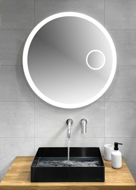 FLOAT kulaté zrcadlo s LED podsvícením ø 90cm, kosm.zrcátko, senzor, 3500-6500K, bílá