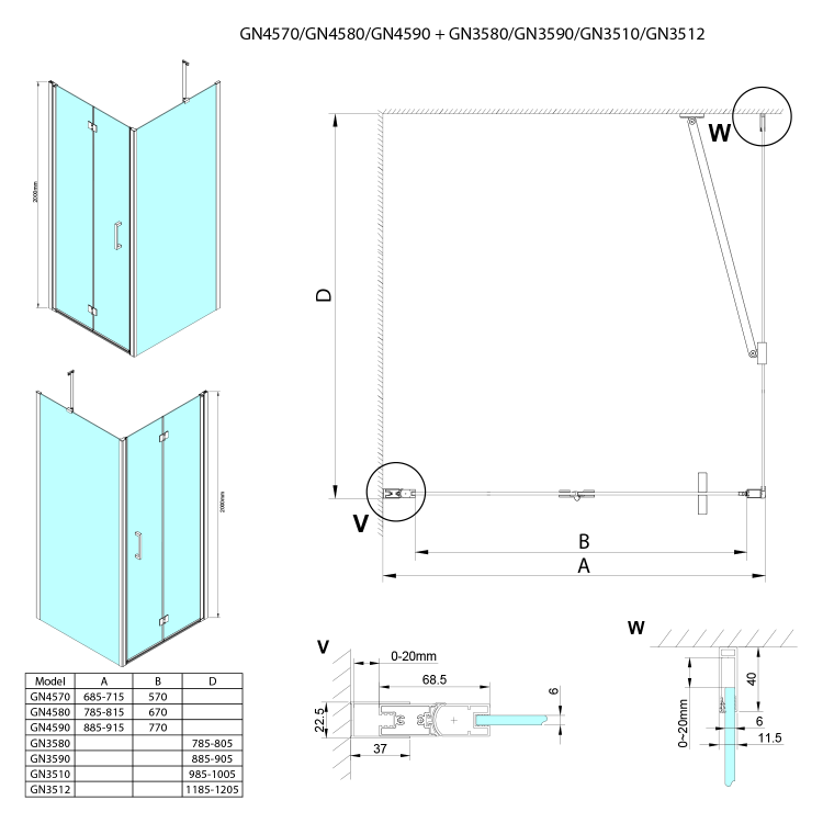 LORO obdélníkový sprchový kout 700x900mm