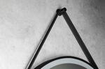 STAGO kulaté zrcadlo s LED osvětlením ø 60cm, kožený pásek, dotykový senzor, stmívatelné, černá mat