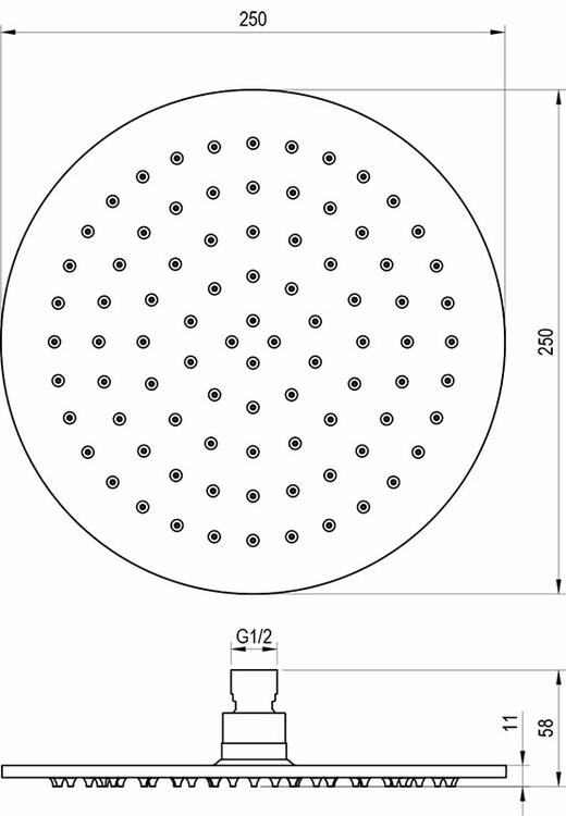 985.00CR Hlavová sprcha, 250 mm, chrom