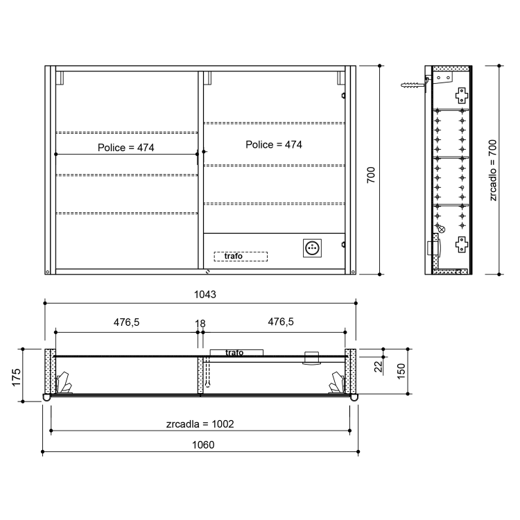 Galerka s LED osvětlením 106x70x17,5 cm bílá – Sapho Alix AX106-0030