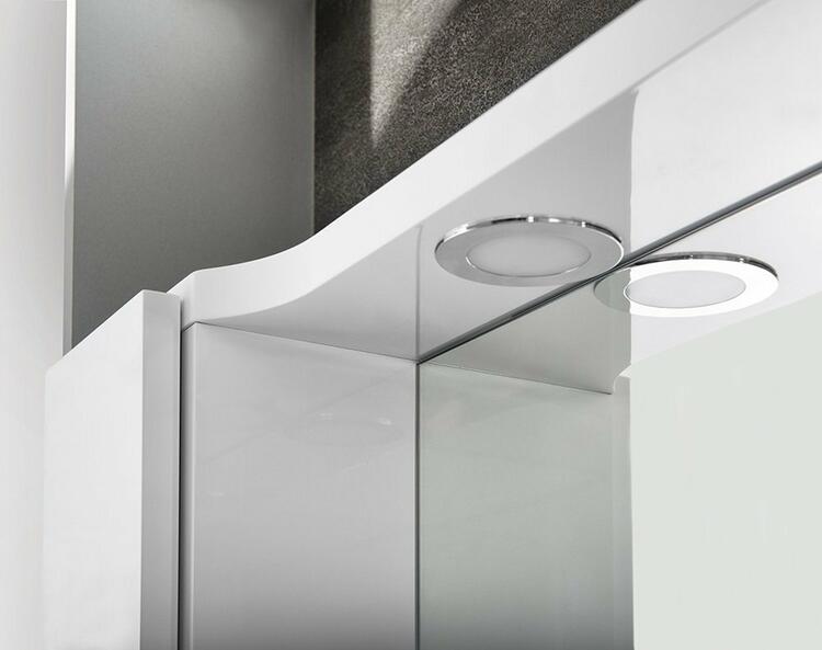 PULSE galerka s LED osvětlením, 75x80x17cm, levá, bílá/antracit