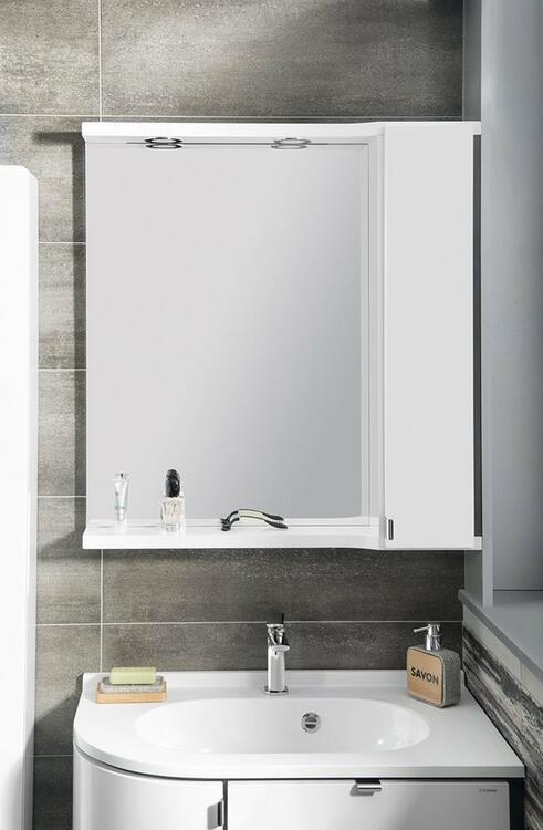 PULSE galerka s LED osvětlením, 75x80x17cm, pravá, bílá/antracit