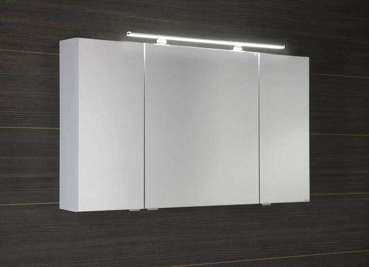 MIRRÓ galerka s LED osvětlením, 3x dvířka, 120x70x16cm, bílá