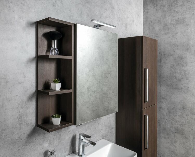 RIWA galerka s LED osvětlením, 50x70x17cm, bílá lesk