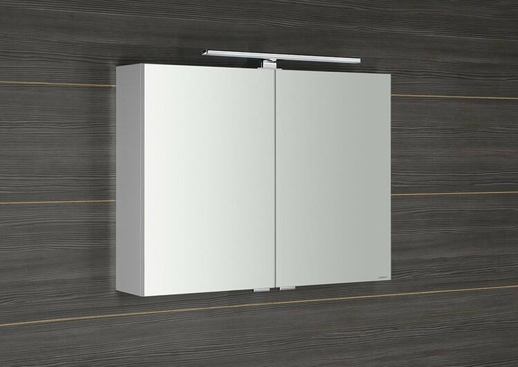RIWA galerka s LED osvětlením, 81x70x17cm, bílá lesk