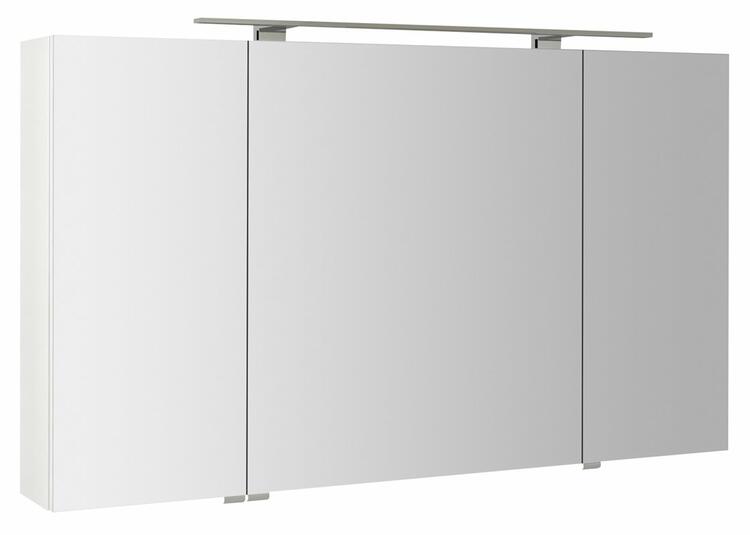 RIWA galerka s LED osvětlením, 3x dvířka, 121x70x17cm, bílá lesk