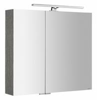 MIRRÓ galerka s LED osvětlením, 80x70x16cm, dub stříbrný | Více - 