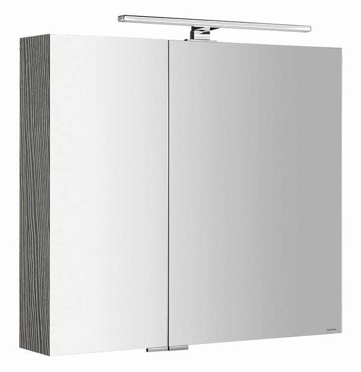 MIRRÓ galerka s LED osvětlením, 80x70x16cm, dub stříbrný