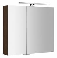 MIRRÓ galerka s LED osvětlením, 80x70x16cm, borovice rustik | Více - 
