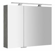 MIRRÓ galerka s LED osvětlením, 90x70x16cm, dub stříbrný | Více - 