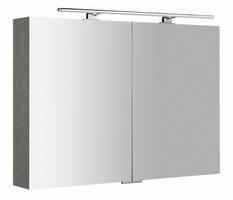 MIRRÓ galerka s LED osvětlením, 100x70x16cm, dub stříbrný | Více - 