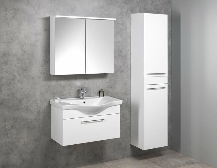 Galerka s LED osvětlením 80×70×22 cm bílá – Aqualine Kawa Strip WGL80S