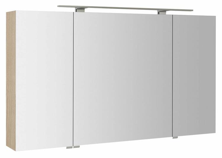MIRRÓ galerka s LED osvětlením, 3x dvířka, 120x70x16cm, jilm bardini