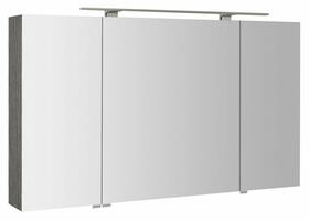 MIRRÓ galerka s LED osvětlením, 3x dvířka, 120x70x16cm, dub stříbrný | Více - 