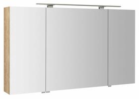 MIRRÓ galerka s LED osvětlením, 3x dvířka, 120x70x16cm, dub alabama | Více - 