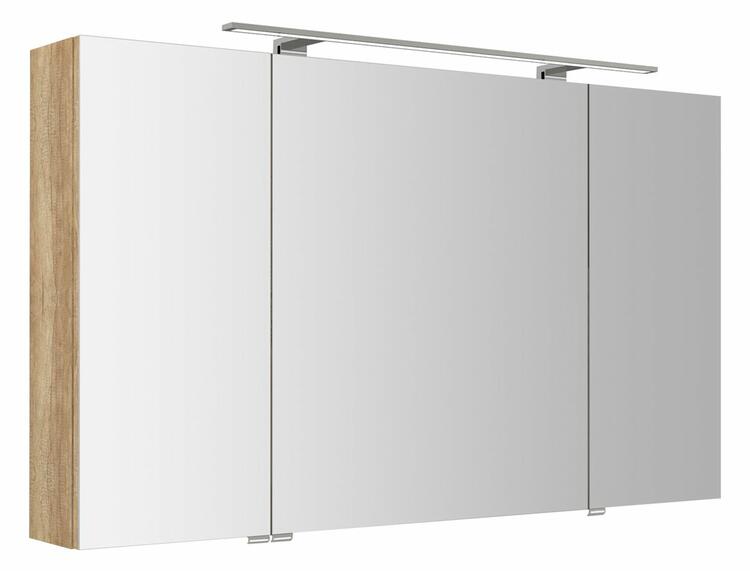RIWA galerka s LED osvětlením, 3x dvířka, 121x70x17cm, dub alabama