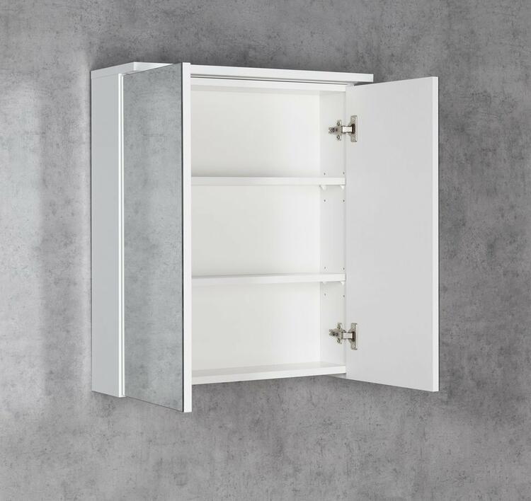 Galerka s LED osvětlením 60×70×22 cm bílá – Aqualine Kawa Strip WGL60S