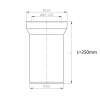 Přímý kus dopojení k WC, délka 250mm, 110mm