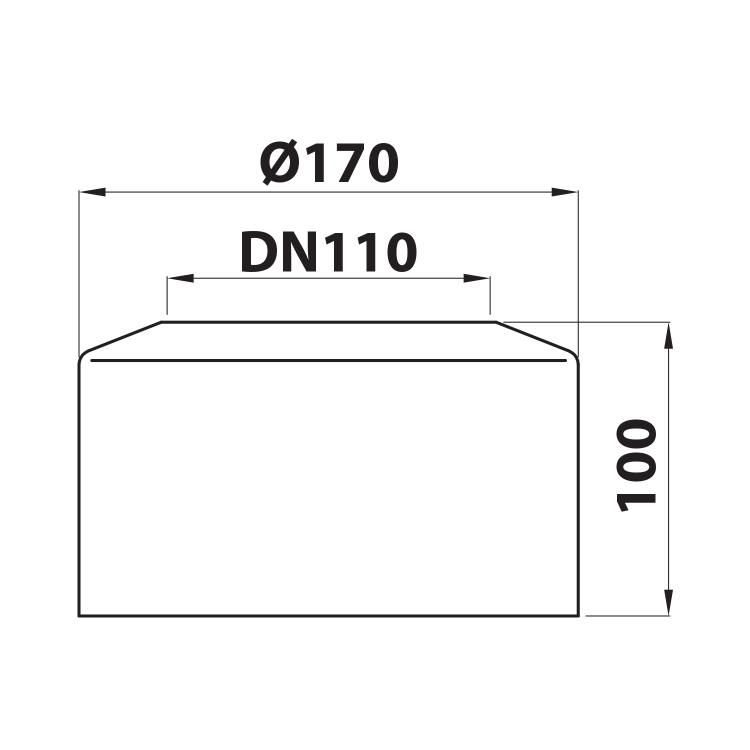 Rozeta dělená pro WC dopojení 110mm, v.100mm