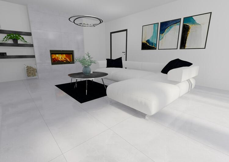Velkoformátová dlažba imitace mramoru Aristo Grey 60x120 cm lesklý povrch 1. jakost