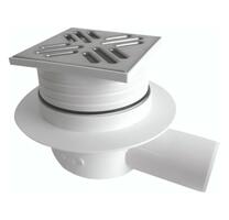 Podlahová vpust 105x105 boční, DN50, mřížka nerez lesk | Více - 