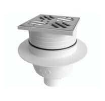 Podlahová vpust 105x105 přímá, DN50, mřížka nerez lesk | Více -