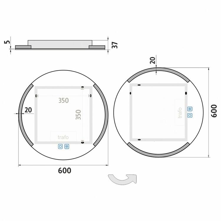 Kulaté zrcadlo s led osvětlením průměr 60 cm – Nimco ZP 16000RVX