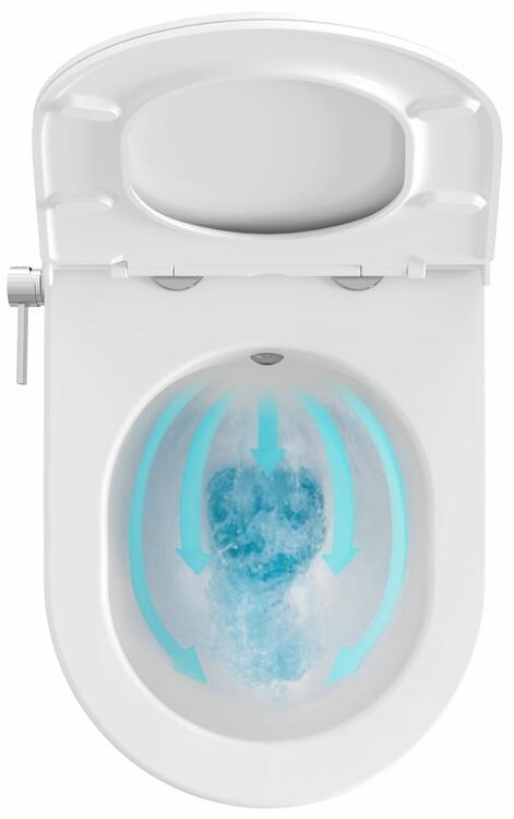 WC s bidetovou tryskou Uni Chrome RimOff, závěsný, bílá