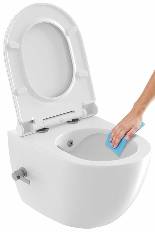 WC s bidetovou tryskou Uni Chrome RimOff, závěsný, bílá