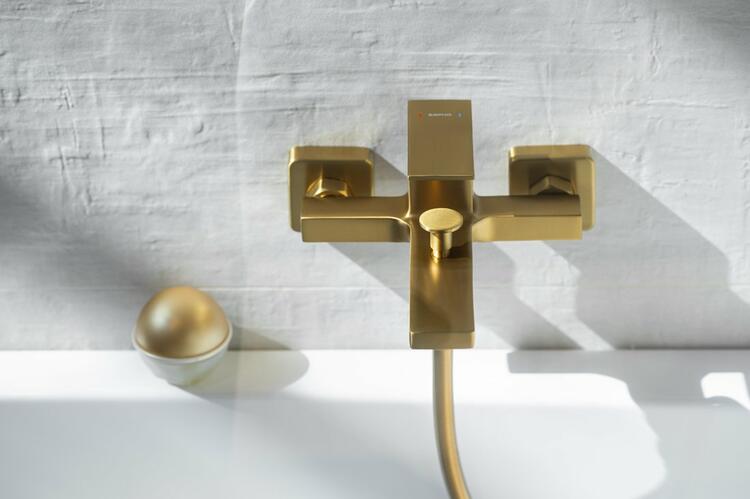 Vanová nástěnná páková baterie zlato – Sapho CUBEMIX CM010GB