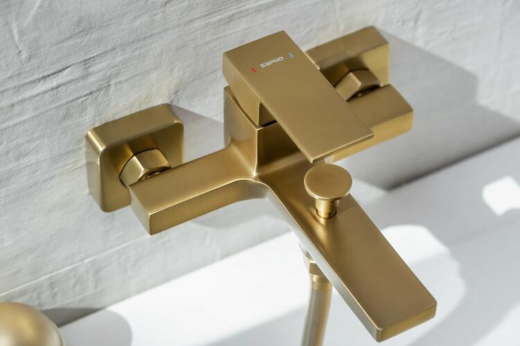 Vanová nástěnná páková baterie zlato – Sapho CUBEMIX CM010GB