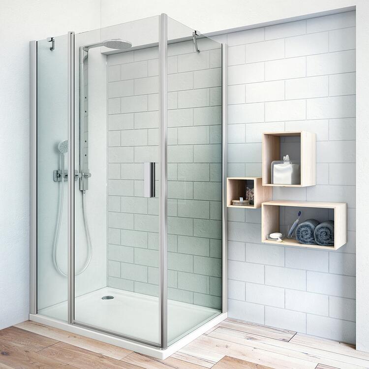 Obdélníkový sprchový kout Stříbro+Transparent – Roth TB/900+TDO1/1100